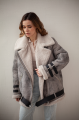 Women's jacket made of natural gray sheepskin in VINTAGE style